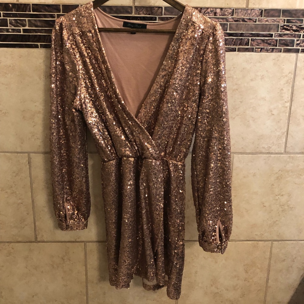 Honey Punch Bronze Sequin Dress Size Small